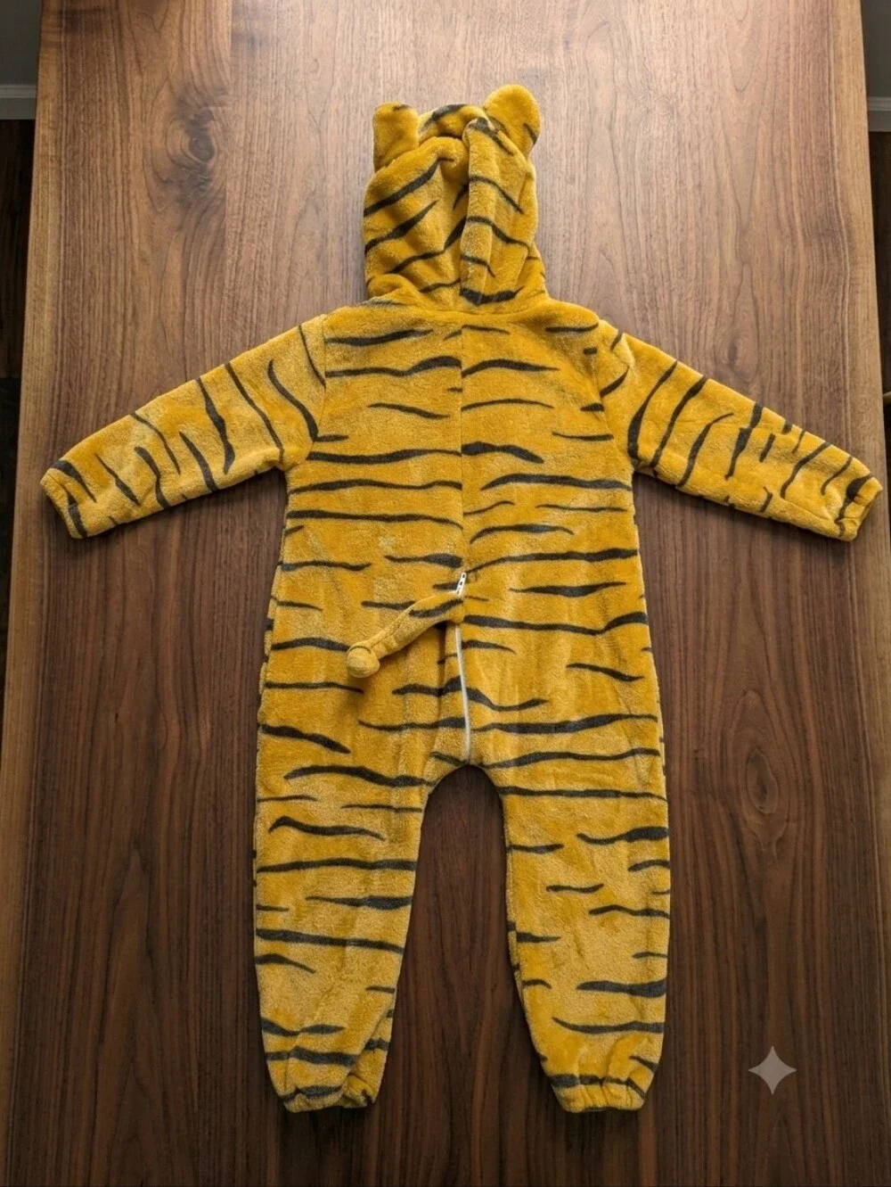 Kids Plush Tiger One-Piece Romper with Hood - Halloween Costume Or Dress Up Play
